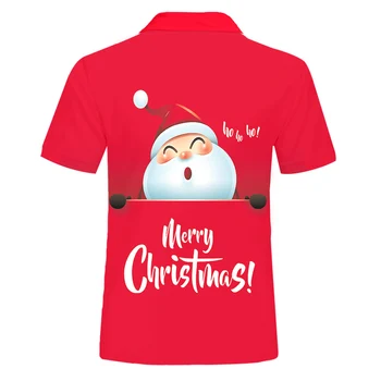 OGKB Nové Vtipné Vianočné Santa Claus 3D Vytlačené Polo Tričká Mužov Vianoce Tričko Bežné Cartoon Strany Krátky Rukáv Polo Shirts