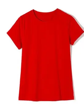 OIL009 T Shirt Ženy Bavlnené Elastické Základné a001 T-shirts Žena Bežné Topy Krátky Rukáv
