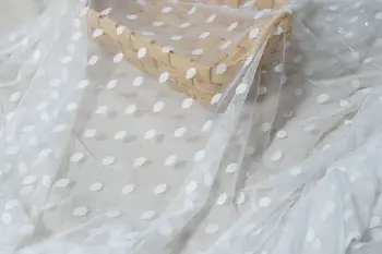 Oka polka dot elastického tylu čipky textílie DIY odevné doplnky sukne svadobné šaty textílie