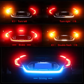 OKEEN Univerzálny 120 cm RGB LED Auto zadných dverí Svetlo 72 LED batožinového priestoru Pásy Jazdné Streamer Zase Signál Brzdy Upozornenie Kmeň Svetla Strip