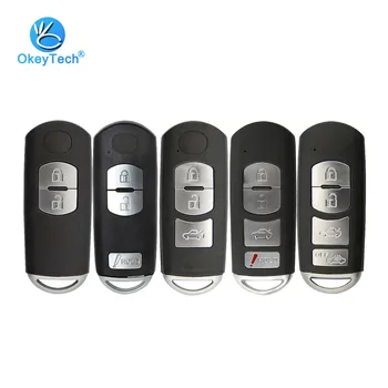 OkeyTech Smart Key Card Shell Fob Kryt pre Mazda 3 6 CX-5 CX-3 Axela Atenza Červená Batérie Klip s Núdzovým Vložiť Prázdny Čepeľ