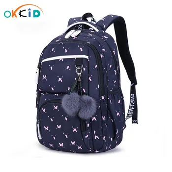 OKKID dievčatá školský batoh deti roztomilý batoh teenagerov školské tašky deti book bag plyšové loptu batohy pre dospievajúce dievčatá