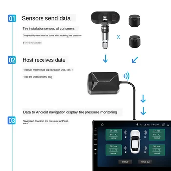 OKNAVI monitorovanie tlaku v pneumatikách Tlak vzduchu v Pneumatikách USB Monitorovací Systém Android Navigačný Monitoringu Poplachový Systém Bezdrôtového Prenosu Externého Snímača