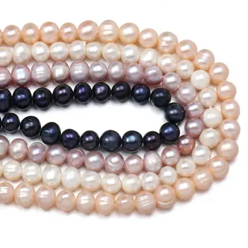 Okrúhle Korálky, Perly Prírodné Sladkovodné Perly Na Náhrdelníku Náramok Šperky Čo DIY Pre Ženy, Veľkosť 6-7mm