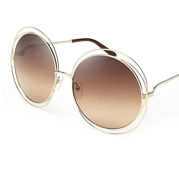 Okrúhle slnečné okuliare ženy Retro zrkadlo slnka odtiene pre ženy, Luxusné Hnedé Šošovky dámske slnečné Okuliare Nadrozmerné retro okuliare Oculos