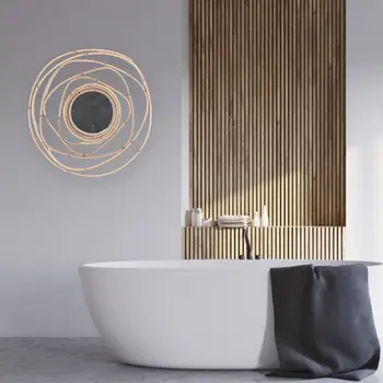 Okrúhle Zrkadlo Nordic Ratan Wicker Ručné Nástenné Závesné Zrkadlo Bamboo Room Kúpeľňa Dekorácie, Nástenné Zrkadlo
