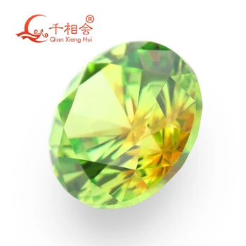 Okrúhly tvar cubic zirconia špeciálne farebné jeden-čas tvorí multi žltá a zelená farba žltá cz voľné kameň