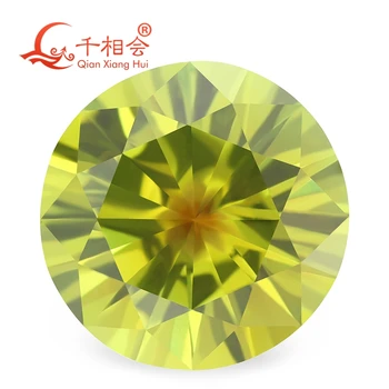 Okrúhly tvar cubic zirconia špeciálne farebné jeden-čas tvorí multi žltá a zelená farba žltá cz voľné kameň
