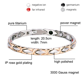 Oktrendy magnetické titan náramok rose gold dámske náramky zdravie náramok s kvantovej energie