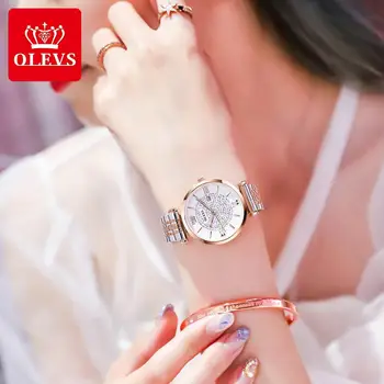 OLEVS Sledovať Ženy Móda Gypsophila Jednoduché Hodinky, Luxusné Nepremokavé Business Náramkové hodinky svetlo útulný Ženy Sledovať Priateľku