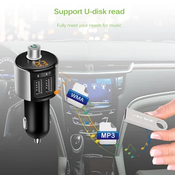 Onever Bezdrôtové pripojenie Bluetooth FM Modulátor autorádia Adaptér Auto MP3 Prehrávač 3.4 Duálny USB Nabíjačka do Auta Handsfree Súprava do Auta