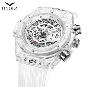 ONOLA Značky Transparentné Módne bežné človek Pozerať 2019 Plastové biele svietiace Quartz hodinky ženy unisex pôvodu náramkové hodinky muž