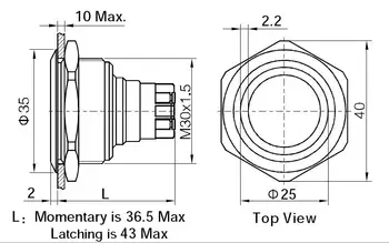 ONPOW 30 mm Momentálne Krúžok LED Anti-Vandal Kovové Tlačidlo Elektrický Spínač (GQ30-L-11E/G/12V/S) CE, RoHS