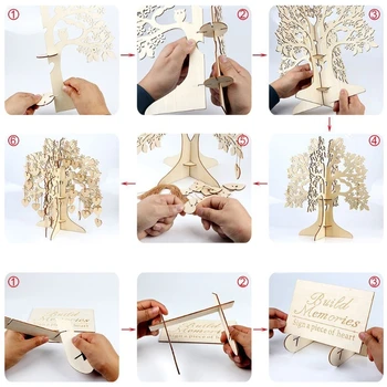 OOTDTY 3D Osobné Dreva Svadobná Kniha Hostí Strany Podpísať Knihu, ktorí Chcú Strom Dekorácie