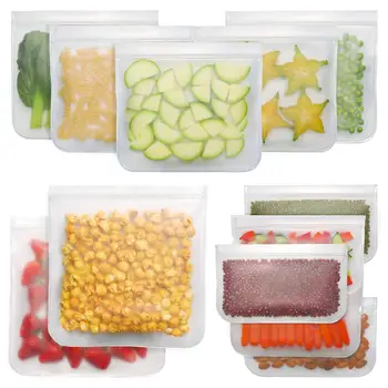 Opakovane skladovanie taška (12 balení) obed taška, občerstvenie taška, extra hrubé, opakované použitie potravín taška, opakovane mraznička taška, taška na zips, BPA free