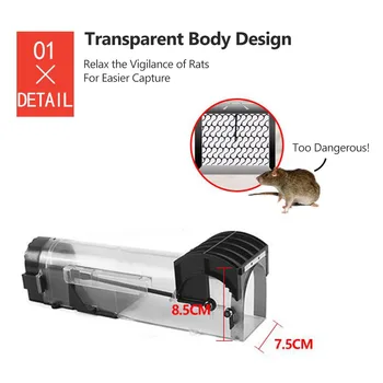 Opakovane Smart Mouse Trap Humánne Jasné, Plastové Smart Potkan Z Klietky Vnútorné Vonkajšie Kontroly Škodcov Chytá Myši, Potkany Žijú Pasce Nástroj