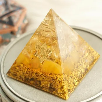 Orgonite Pyramídy 5cm symbolizuje šťastie citrine pyramídy energie converter zhromaždiť bohatstvo a prosperitu živice dekor