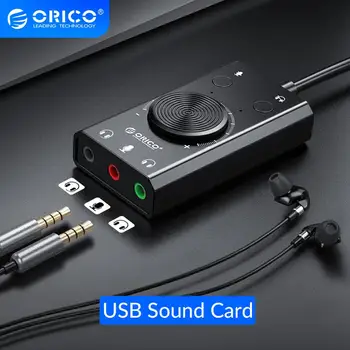 ORICO Prenosné USB Zvuková Karta pre Mikrofón, Slúchadlo 2 v 1 S 3 Port Výstup Objem Nastaviteľné Vonkajšie Pre Windows, Mac, Linux