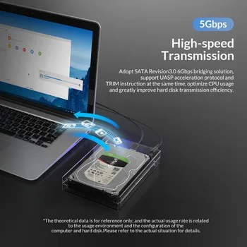 ORICO SATA na USB3.0 HDD Enclosure Vysokej Rýchlosti 5Gpbs Transparentné 3,5 Palcový Pevný Disk Prípade Podpory UASP HDD Dokovacej Stanice
