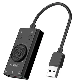 ORICO SC2 Externý USB Zvuková Karta Objem Nastaviteľné 3-Port, Mikrofón Slúchadlá Audio Adaptéra pre PC
