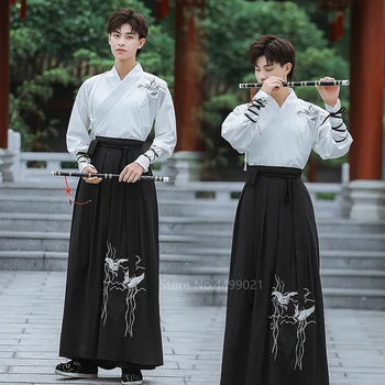 Orientálna Čínska Tradičná Hanfu Šaty Ženy Muži Festival Retro Žeriav Výšivky Ľudové Tanečné Kimono Sukne Streetwear Oblečenie
