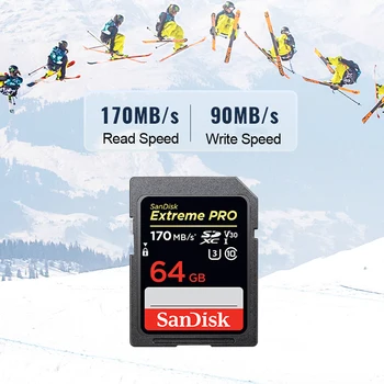 Originál Nové SanDisk Extreme PRO SD Kartu 64GB 128 gb kapacitou 256 GB 170MB/s Carte SD SDXC Class10 C10 U3 V30 4K UHD Pre Fotoaparátu, SD Karta