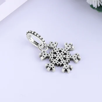 Originálne 925 Sterling Silver Perličiek Čaro Vianoc Snowflake Crystal Prívesok Korálky Nosenie Náramkov & Prívesky, Šperky