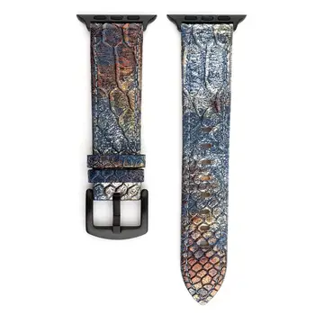 Originálne Kožené Watchband pre Apple Hodinky Série 6 Se 5 4 3 Kapela Hadí Vzor iwatch Popruh pre 38 mm 40 mm 42mm 44 mm Remienok Correa