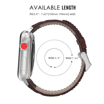 Originálne Kožené Watchband S Kovovou Prackou Pre Apple Hodinky 38mm 42mm Ženy Muži Krokodíla Šport Popruhy 40 mm 44 mm iWatch Band