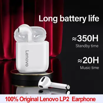 Originálne Lenovo LP2 TWS Bezdrôtové Slúchadlá Bluetooth 5.0 Touch Ovládania Dual Stereo Bass Slúchadlá s Micphone Športové Slúchadlá