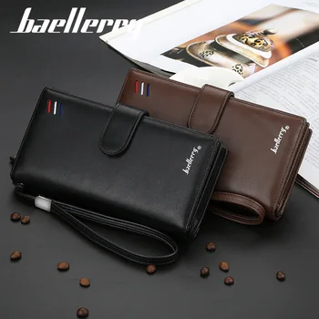 Originálne, luxusné Značky pánske peňaženky business prekladané spojka kožené kabelky pre male móda muž držiteľa karty so zipsom telefón taška