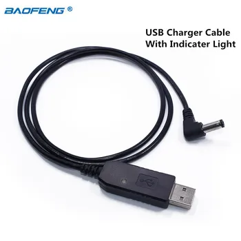 Originálne USB Nabíjačka, Kábel indikátor pre Baofeng UV-5R,UV-82,BF-F8HP,GT-3,UV-9R Plus Portable Walkie Talkie Ham Rádio