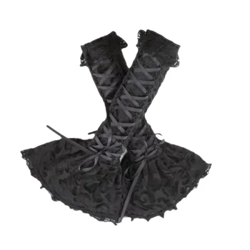 Originálny Dizajn Gotický Popruh Snakeskin Kožené Sklzu Šaty Pevné Čierne Perie Patch Krajky-up Sexy Mini Slim Šaty