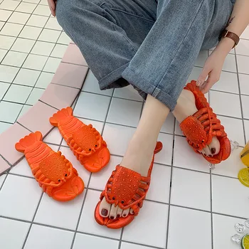 Osobné papuče ženy pláži voľný čas halová obuv rodič dieťaťa v pohode papuče kút topánky lobster papuče, Plážová obuv HY007