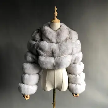 Ostrihané kožušinový kabát Žena je Skutočný Líška Srsť Srsť Krátka, Štýl Módne Ženy, Skutočné Kožušiny Bunda