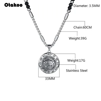 Otakoo Dlho Lariat náhrdelník s Prírodným kameňom korálky a Eye of Horus Prívesok Mužov Náhrdelník pre mužov Mala náhrdelník Darček