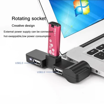 Otočiť USB HUB 4 Port USB 2.0 Rozbočovač Rovno Vloženie Portable Slim ROZBOČOVAČ pre iMac pracovnej Plochy Notebooku OTG