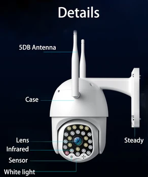OUERTECH 1080P HD PTZ IP Kamera Wifi Vonkajšia Speed Dome CCTV Nepremokavé Bezpečnostná Kamera 2MP Siete IČ Domov Surveillance Camera
