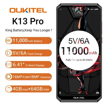 OUKITEL Smartphone K13 Pro Android 9.0 OTA NFC Odtlačkov prstov Mobilný Telefón Verzie 6.41