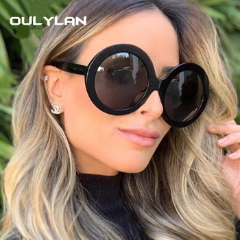 Oulylan Vintage Okrúhle slnečné Okuliare Ženy, Nadmerné Slnečné Okuliare Mužov Značky Dizajn Gradient Lupa Big Rám na dioptrické Okuliare UV400