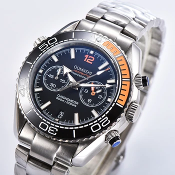 Oumashi pánske hodinky chronograf funkcia quartz hodinky svetelný nepremokavé SUB potápačské hodinky