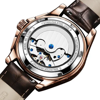 OUPINKE Muži Mechanické Hodinky Luxusné Automatické Hodinky Kožené Sapphire Nepremokavé Športové Fázy Mesiaca Náramkové hodinky Montre homme