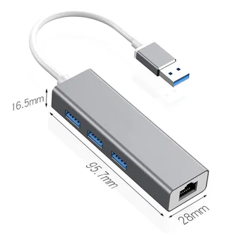 OUTMIX 4 Porty USB 3.0 Typ-C ROZBOČOVAČ USB 3.0 na RJ45 100 mb / s Ethernet Sieťový Adaptér pre Notebook MacBook Pro PC Príslušenstvo