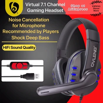 OVLENG Q7 Káblové Herné Headset E-Šport s Mikrofónom, Stereo Obklopený HiFi Slúchadlá pre PC Prenosný Počítač USB PS4 Hráč