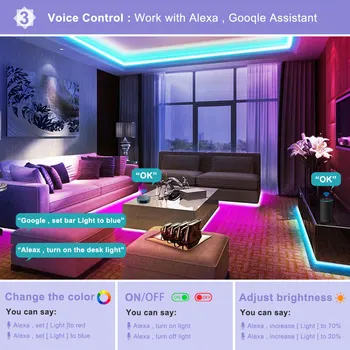 Ovládanie hlasom Neon Pásy pre Alexa Domovská stránka Google 12V LED Osvetlenie s Diaľkovým ovládačom TV Podsvietenie LED Osvetlenie Smart Led Pásy