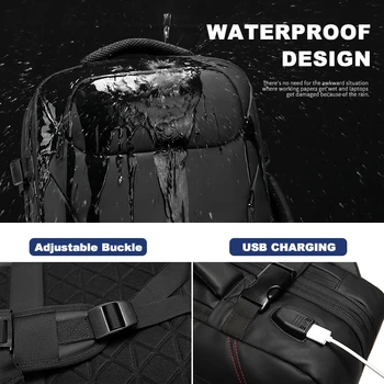 OZUKO Rozšíriteľná Mužov Batoh PVC Nepremokavé USB Nabíjanie Muž Backpack 15.6 palcový Notebook Batohy Bežné Cestovná Taška mochila