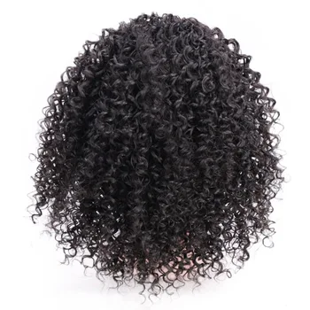 OČARUJÚCE Kinky Afro Kučeravé Cope, predlžovanie Vlasov Šnúrkou Afro Americký Krátke Zábal Chignon Syntetické Lístkového Klip v Hairpiece