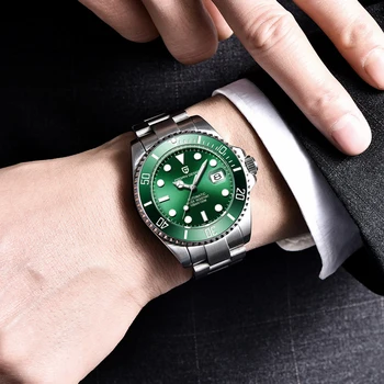 PAGANI Dizajnu Značky Luxusné Muži Hodinky Automatické Black Watch Mužov z Nerezovej Ocele, Vodotesné Business Šport Mechanické Náramkové hodinky