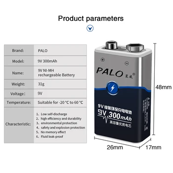 PALO 9V lítiové Dobíjacie batérie, Nabíjačky 9 v batériou pre Hračka na Diaľkové Ovládanie KTV Multimeter Mikrofón Batérie