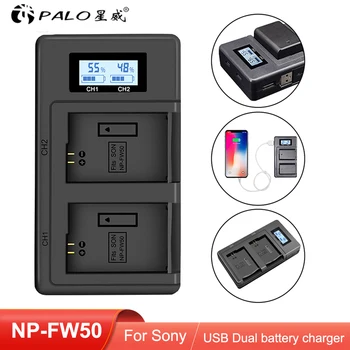 PALO NP-FW50 NP FW50 LCD USB Duálna Nabíjačka pre Sony Alpha a6500 a6300 a7 7R a7R a7R II a7II NEX-3 A NEX-3N NEX-5